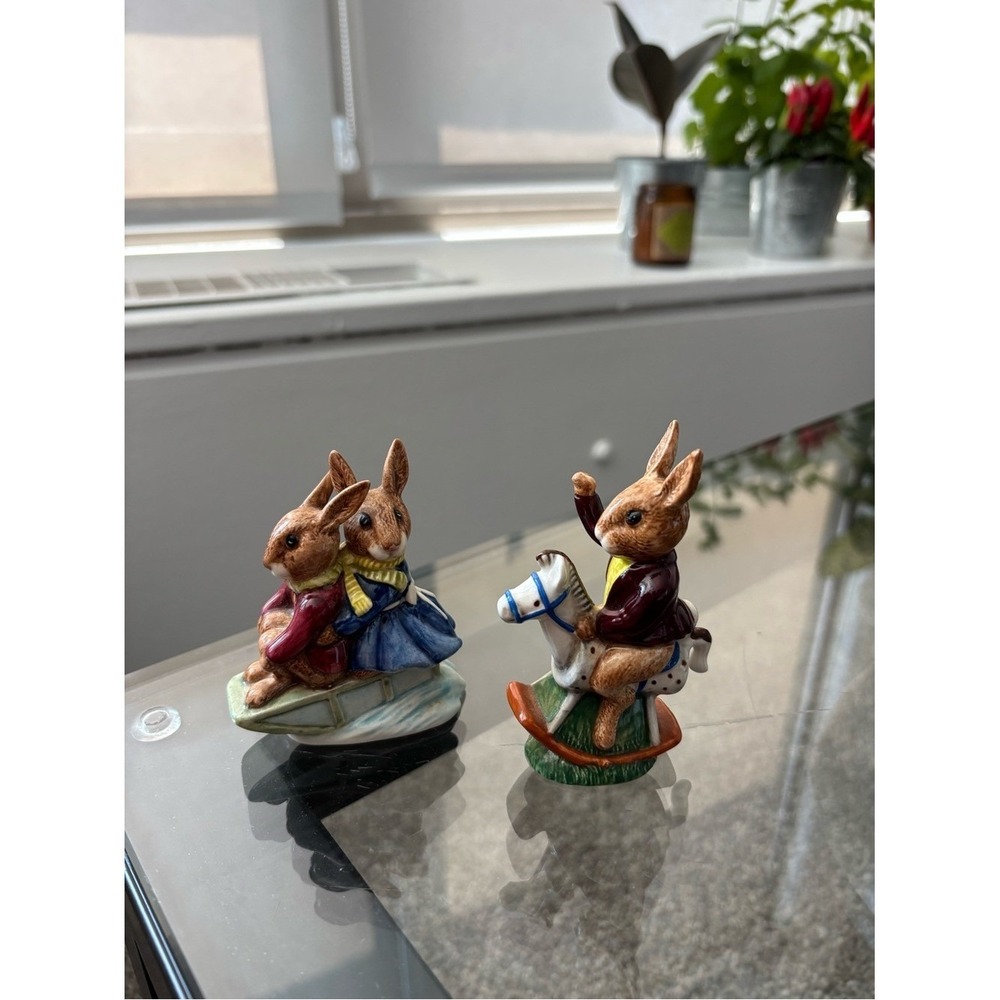 Set of (2) vintage Royal Doulton Bunnykins figurines- "Tally Ho" & "Sleigh Ride"
